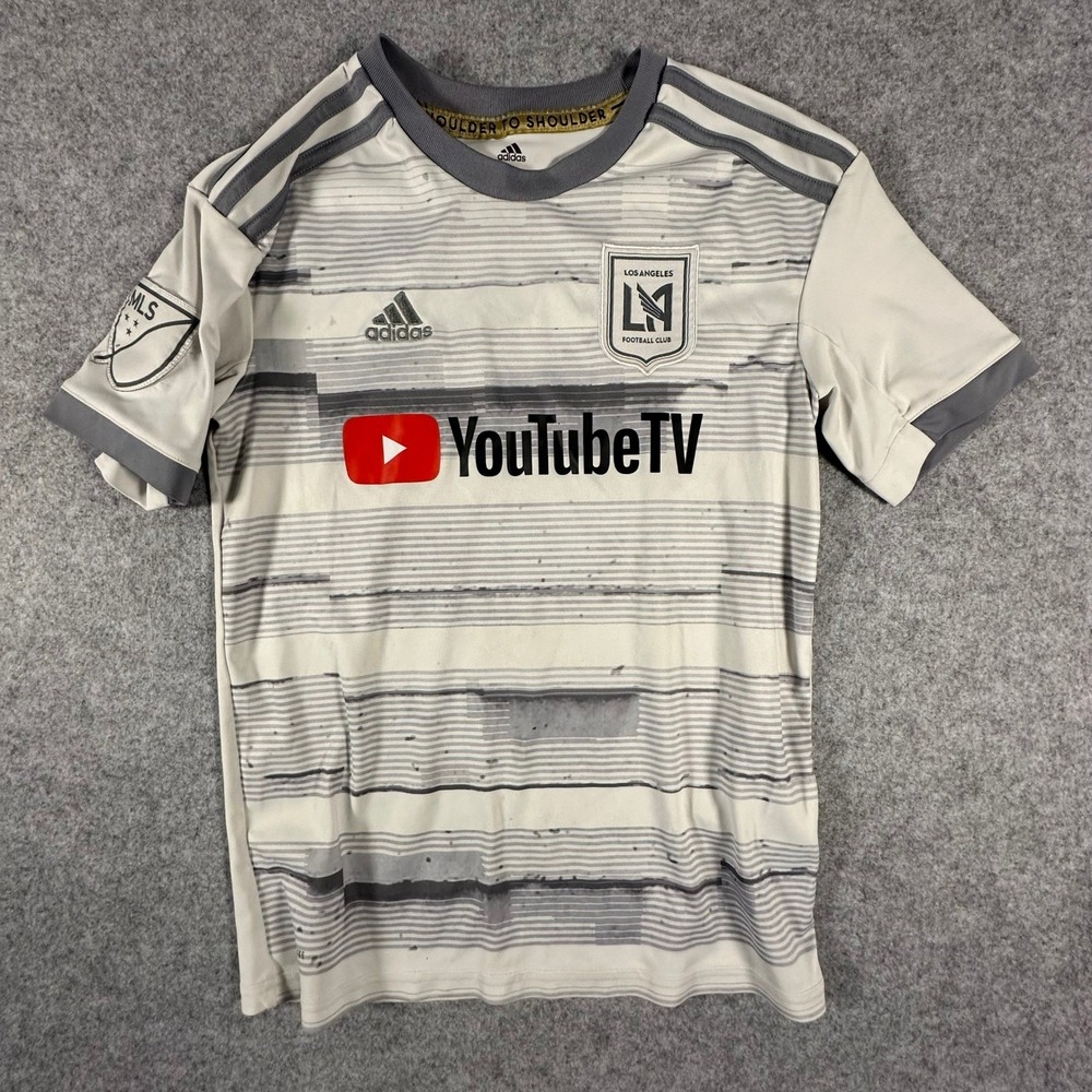 Adidas LAFC Soccer Jersey Youth Medium White Gray Climalite